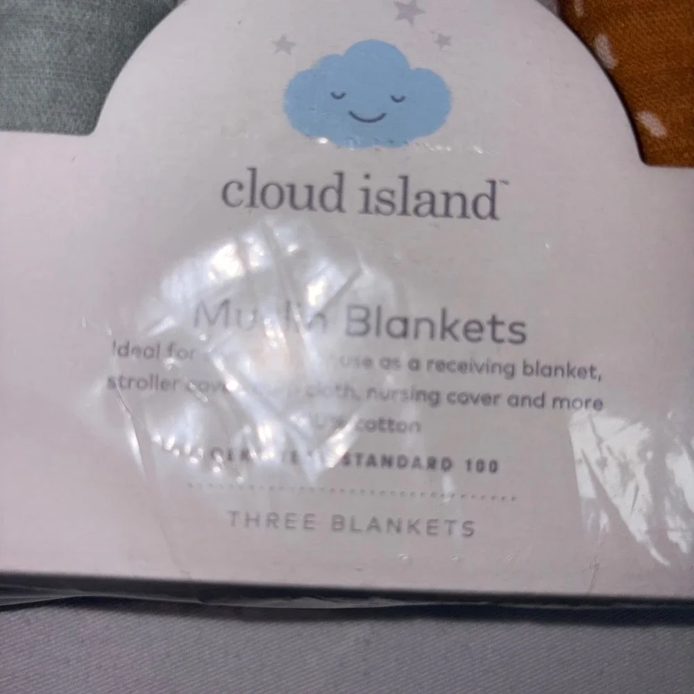 Cloud Island Muslin Blankets 3pk 47x47 Multi NEW Cotton Swaddle Giraffe zebra